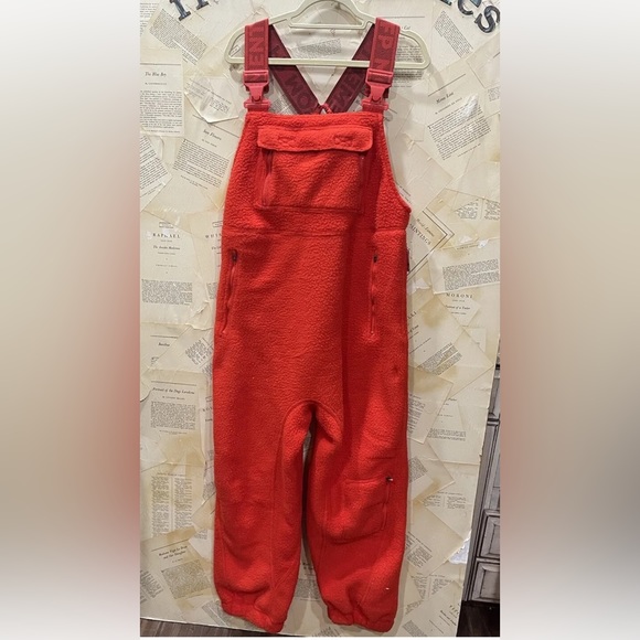 Free People Movement Hit The Slopes Salopette Fleece Adjustable  Cherry Crush - Picture 5 of 7